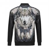 chaqueta philipp plein cuir noir wolf back